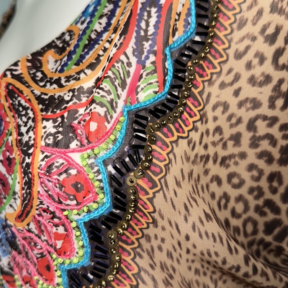 PILYQ *Raja* leopard print swim coverup tunic dress M/L - Picture 3 of 7